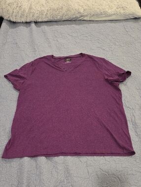 Alfani Short Sleeve Heathered Purple V-Neck Tee Size XL!